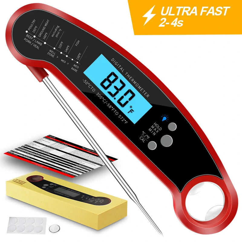 AGSIVO Fast Instant Read Digital Food Meat Thermometer Waterproof For BBQ Kitchen Cooking Grilling (image for) AGSIVO Fast Instant Read Digital Food Meat Thermometer Waterproof For BBQ Kitchen Cooking Grilling